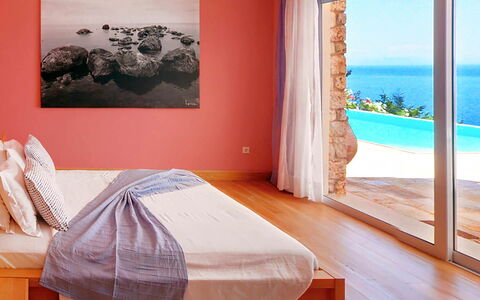 Villa Azzurra: Furniture, Interior Design, Wall, Flooring, Floor, Bedroom, Wood, Bed, Linens, Textile