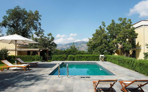 Villa Alcantara: Swimming Pool, Outdoor Furniture, Furniture, Umbrella, Resort, Sunlounger, Shade, Chair, Eco Hotel, Mountain Range