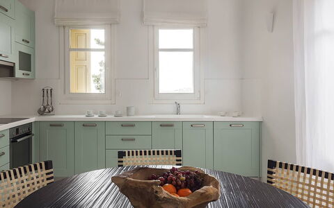 Soleil de Rehnia: Furniture, Interior Design, Flooring, Wood, Cabinetry, Kitchen, Floor, Ceiling, Countertop, Kitchen & Dining Room Table