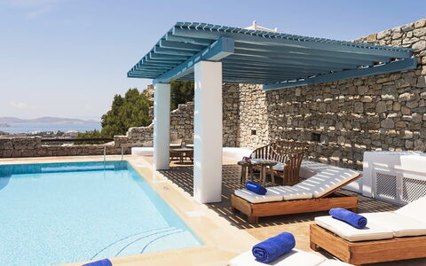 Villa Elpida: Blue, Swimming Pool, Resort, Floor, Chair, Shade, Outdoor Furniture, Eco Hotel, Design, Villa