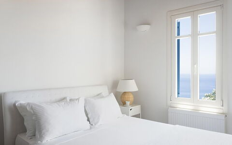 Villa Elpida: Furniture, Bedroom, Interior Design, Bed, Bedding, Bed Sheet, Linens, Home, Room, Floor