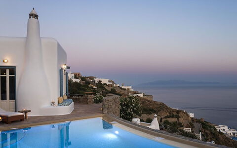 Villa Elpida: Blue, Swimming Pool, Resort, Hotel, Villa, Penthouse Apartment, Living Room