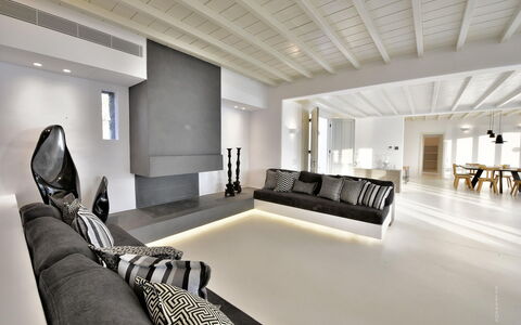 Villa Ivory: Interior Design, Furniture, Flooring, Floor, Wall, Couch, Ceiling, Wood, Apartment, Living Room