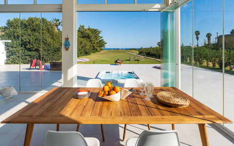 Villa Betty: Furniture, Table, Chair, Wood, Flooring, Interior Design, Floor, Kitchen & Dining Room Table, Dining Room, Wood Flooring