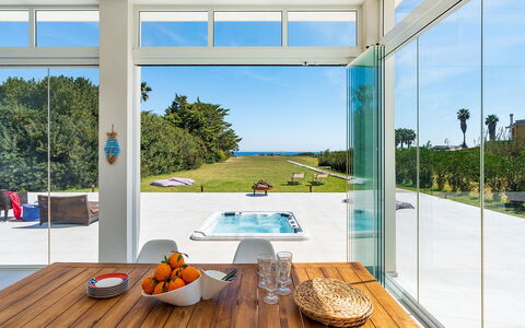 Villa Betty: Floor, Flooring, Interior Design, Door, Resort, Eco Hotel, Ceiling, Shade, Swimming Pool, Chair