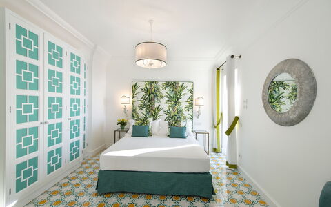 Villa Melissa: Furniture, Wall, Interior Design, Floor, Flooring, Bedroom, Apartment, Bed, Home, Throw Pillow