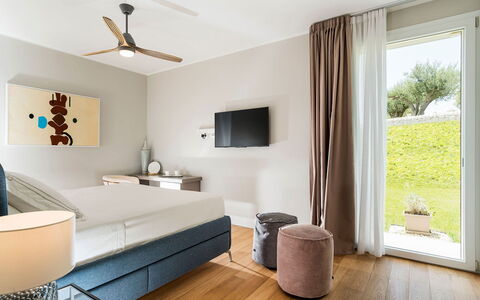Green Hill: Furniture, Interior Design, Flooring, Bed, Floor, Wood, Room, Ceiling, Home, Bedroom