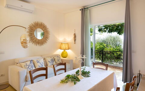 Villa Eva: Furniture, Interior Design, Table, Chair, Dining Room, Wood, Flooring, Kitchen & Dining Room Table, Ceiling, Floor