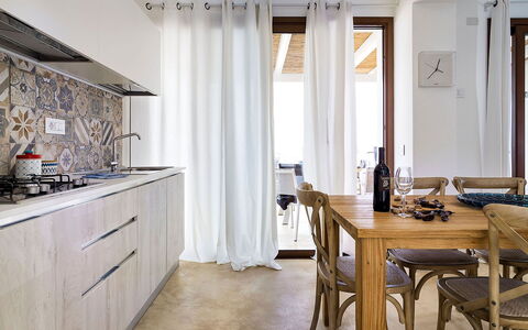 Villa Federica: Furniture, Interior Design, Wood, Flooring, Kitchen, Floor, Home, Countertop, Room, Lighting