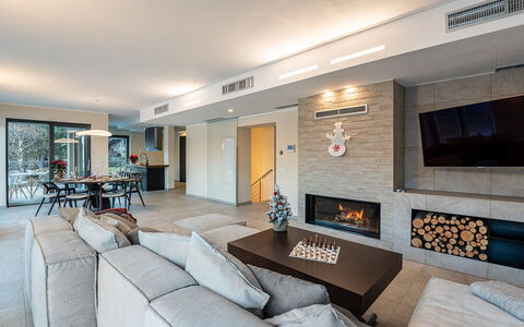 Villa Perla: Furniture, Interior Design, Flooring, Couch, Wood, Ceiling, Living Room, Floor, Table, Chair