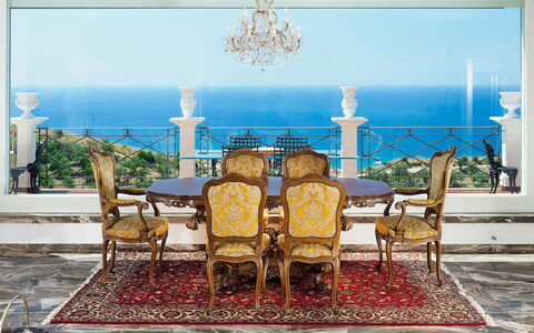 Blue Star Villa: Furniture, Interior Design, Chair, Table, Flooring, Floor, Dining Room, Lighting, Room, Living Room