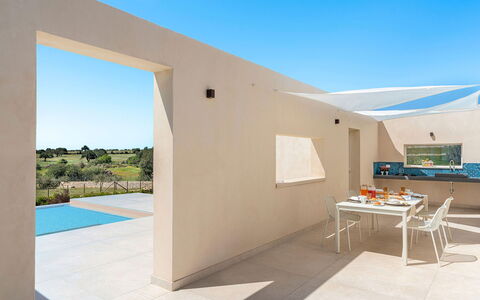 Villa Bruna: Floor, Flooring, Furniture, Composite Material, Shade, Outdoor Furniture, Chair, Swimming Pool, Patio, Design