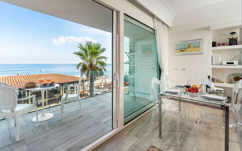 Casa Light Blu: Resort, Furniture, Sea, Balcony, Ocean, Outdoor Furniture, Shade, Apartment, Chair, Coast