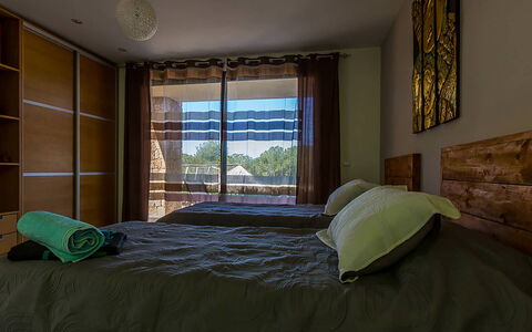 Villa Castiglioni: Bed, Furniture, Interior Design, Bedding, Bedroom, Bed Sheet, Room, Wood, Floor, Flooring