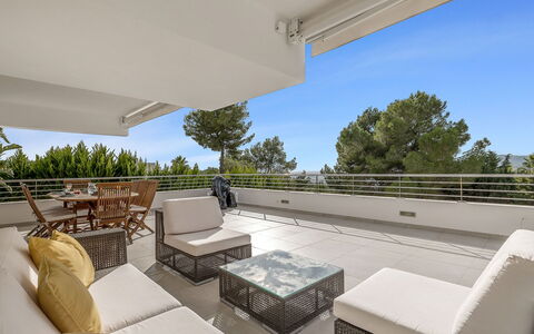 Villa Relaja: Furniture, Outdoor Furniture, Chair, Apartment, Shade, Balcony, Resort, Estate, Outdoor Table, Patio