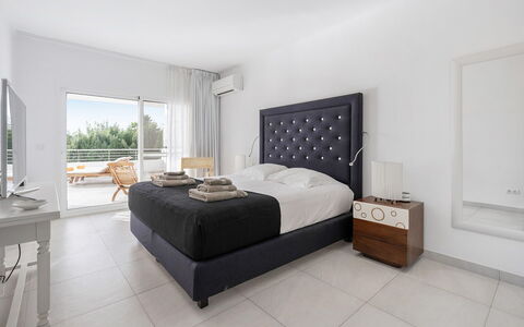 Villa Relaja: Furniture, Bed, Interior Design, Bedroom, Flooring, Floor, Room, Bed Sheet, Bedding, Ceiling