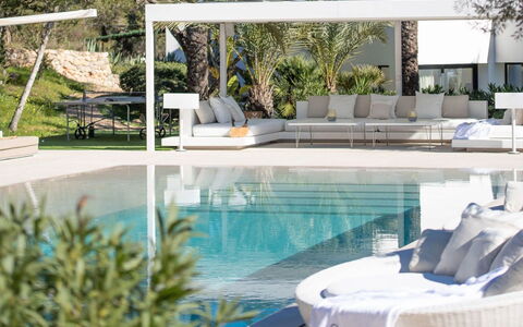 Villa Fabula: Outdoor Furniture, Swimming Pool, Resort, Chair, Eco Hotel, Villa, Shade, Outdoor Structure, Natural Material