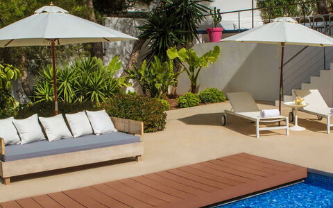 Villa Bacio: Outdoor Furniture, Furniture, Sunlounger, Umbrella, Swimming Pool, Flowerpot, Resort, Shade, Chair, Eco Hotel