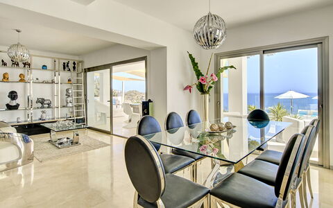 Villa Turchese: Furniture, Interior Design, Chair, Flooring, Table, Ceiling, Floor, Kitchen & Dining Room Table, Dining Room, Home
