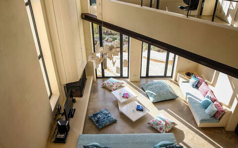 Villa Bouquet: Interior Design, Furniture, Flooring, Floor, Couch, Wood, Living Room, Lighting, Home, Apartment