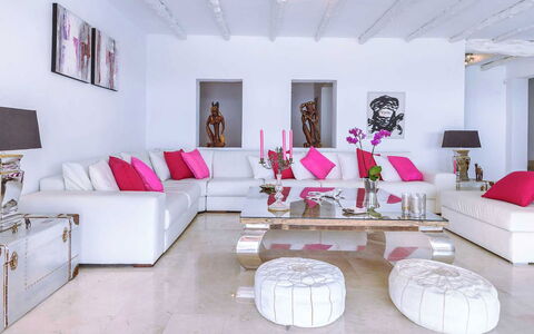 Villa Angelic: Furniture, Interior Design, Couch, Flooring, Living Room, Floor, Home, Textile, Apartment, Throw Pillow