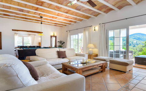 Villa Curiosity: Furniture, Interior Design, Couch, Flooring, Ceiling, Floor, Table, Chair, Living Room, Room