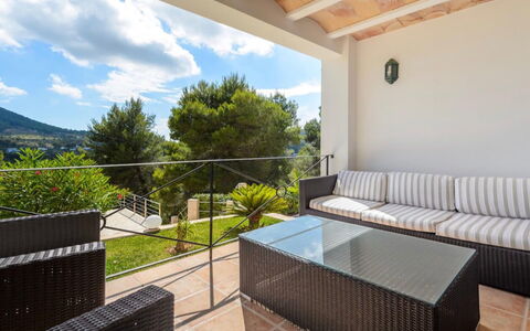 Villa Curiosity: Furniture, Outdoor Furniture, Chair, Balcony, Outdoor Table, Shade, Deck, Eco Hotel, Porch, Kitchen & Dining Room Table