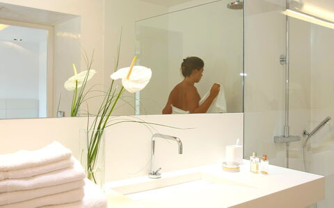 Villa Arch: Interior Design, Wall, Plumbing Fixture, Bathroom, Flooring, Bathroom Sink, Tap, Floor, Lighting, Plumbing