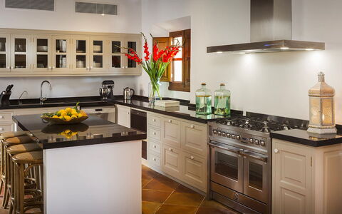 Villa Welcome: Kitchen, Kitchen Appliance, Countertop, Furniture, Major Appliance, Kitchen Stove, Cabinetry, Wood, Home Appliance, Stove