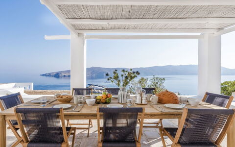 Villa Vesper: Furniture, Table, Chair, Kitchen & Dining Room Table, Outdoor Furniture, Outdoor Table, Flooring, Restaurant, Dining Room, Shade