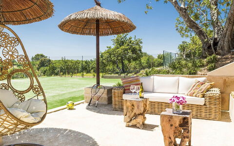 Villa Sofia: Furniture, Outdoor Furniture, Shade, Chair, Outdoor Structure, Umbrella, Garden, Wicker, Natural Material, Patio