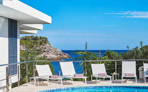 Villa Fullmoon: Blue, Swimming Pool, Outdoor Furniture, Resort, Eco Hotel, Sea, Balcony, Chair, Shade, Apartment