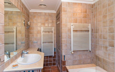 Villa Superba: Flooring, Floor, Wall, Plumbing Fixture, Interior Design, Bathroom, Tile, Ceiling, Room, Plumbing
