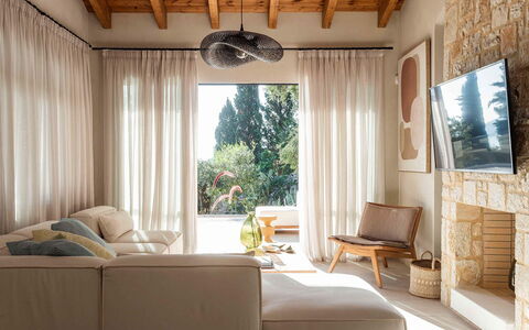 Villa Senia: Furniture, Interior Design, Wall, Home, Couch, Wood, Flooring, Living Room, Floor, Room