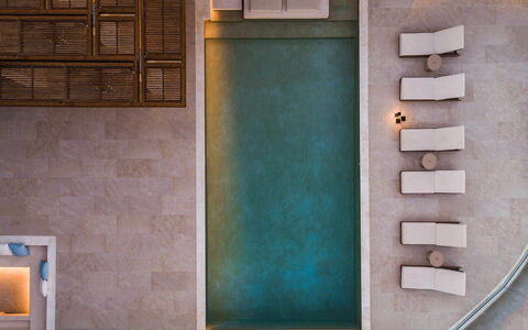 Villa Senia: Flooring, Floor, Interior Design, Composite Material, Resort, Wood Stain, Swimming Pool, Tile, Natural Material, Hardwood
