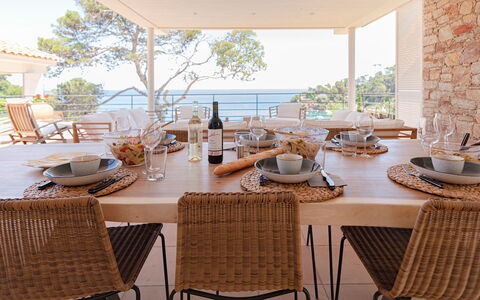 Villa Bellalta: Furniture, Chair, Table, Wood, Kitchen & Dining Room Table, Flooring, Interior Design, Outdoor Furniture, Dining Room, Floor