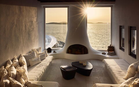 Villa Talia: Sea, Coast, Ocean, Living Room, Hotel, Resort, Villa, Dusk