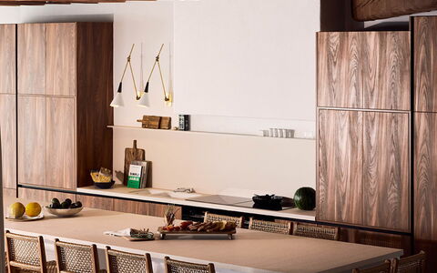 Villa Talia: Furniture, Flooring, Wood, Interior Design, Floor, Wood Flooring, Table, Brown, Kitchen, Kitchen & Dining Room Table