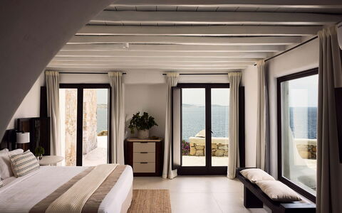 Villa Talia: Furniture, Interior Design, Floor, Bed, Room, Bedroom, Linens, Apartment, Resort, Throw Pillow