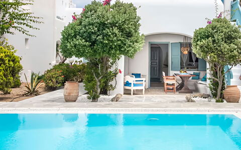 Mykonos Pool House 3: Swimming Pool, Flowerpot, Resort, Houseplant, Leisure, Outdoor Furniture, Estate, Eco Hotel, Landscaping, Courtyard