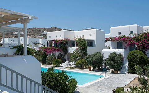Mikonos Pool House 6: Swimming Pool, Resort, Landscaping, Courtyard, Balcony, Eco Hotel, Houseplant, Hotel, Flowerpot