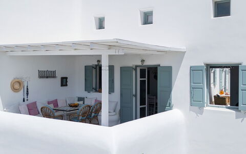Mykonos Pool House 7: Home, Architecture, Residential Area, Apartment, Estate, Balcony, Flowerpot, Houseplant, Shade, Villa