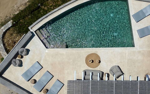 Villa Cornelia 1: Swimming Pool, Composite Material, Concrete, Outdoor Furniture, Shade, Sunlounger, Water Feature, Tile