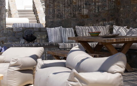 Villa Cornelia 1: Furniture, Outdoor Furniture, Couch, Cushion, Chair, Throw Pillow, Living Room, Shade