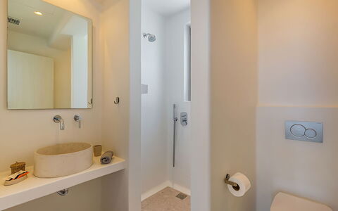 Villa Cornelia 2: Bathroom, Plumbing Fixture, Interior Design, Wall, Bathroom Sink, Flooring, Floor, Sink, Mirror, Tap