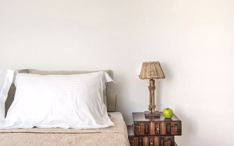 Villa Sean: Furniture, Bedroom, Bed, Interior Design, Linens, Bedding, Bed Sheet, Textile, Room, Throw Pillow