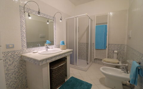 Villa Patrizia Otranto: Deluxe Countryside Retreat: Flooring, Floor, Interior Design, Plumbing Fixture, Bathroom Sink, Furniture, Sink, Bathroom, Tap, Room