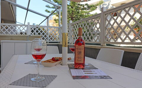 Luisa: Furniture, Chair, Table, Outdoor Furniture, Floor, Outdoor Table, Shade, Balcony, Kitchen & Dining Room Table, Wood Stain