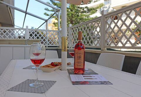 Luisa: Furniture, Chair, Table, Outdoor Furniture, Floor, Outdoor Table, Shade, Balcony, Kitchen & Dining Room Table, Wood Stain