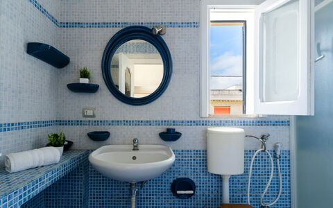 Azzurra: Blue, Bathroom Sink, Plumbing Fixture, Interior Design, Bathroom, Sink, Tap, Flooring, Floor, Plumbing